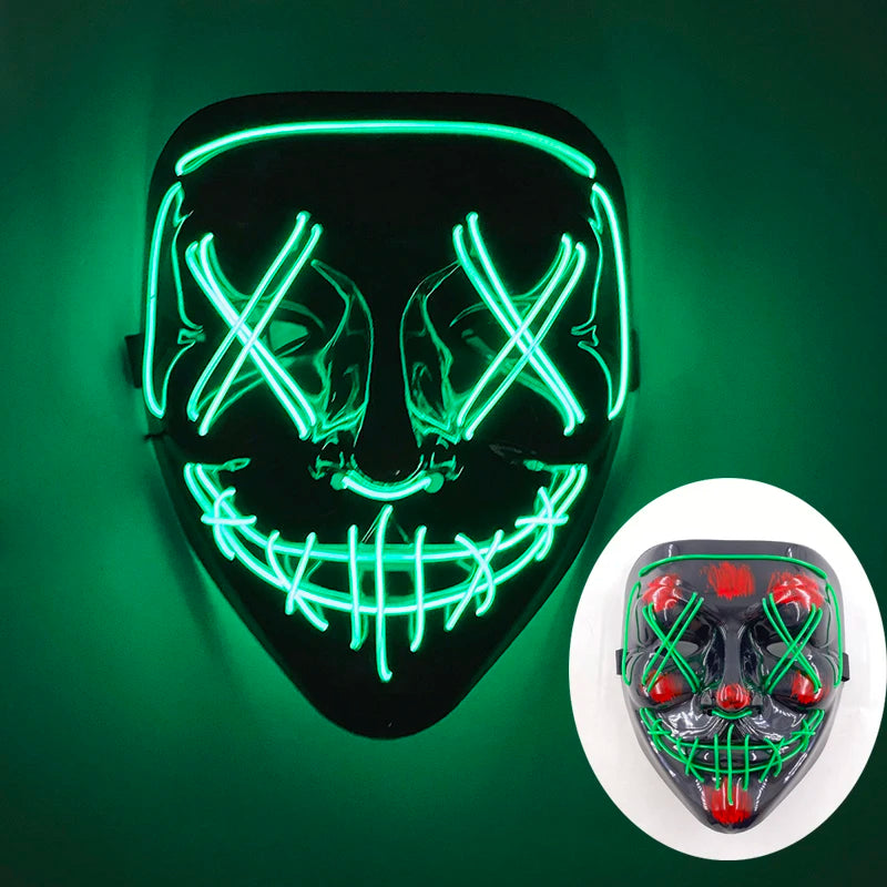 Wireless LED Purge Mask with Multiple Lighting Modes for Halloween and Parties - Unisex, Battery Operated, Durable Plastic Material 24