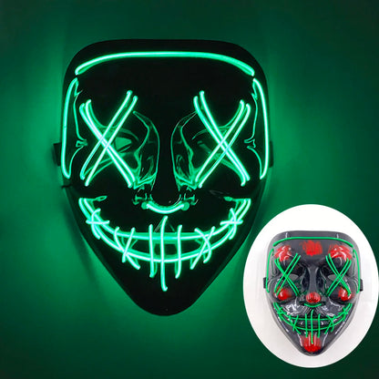 Wireless LED Purge Mask with Multiple Lighting Modes for Halloween and Parties - Unisex, Battery Operated, Durable Plastic Material 24
