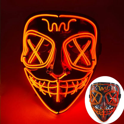 Wireless LED Purge Mask with Multiple Lighting Modes for Halloween and Parties - Unisex, Battery Operated, Durable Plastic Material 25