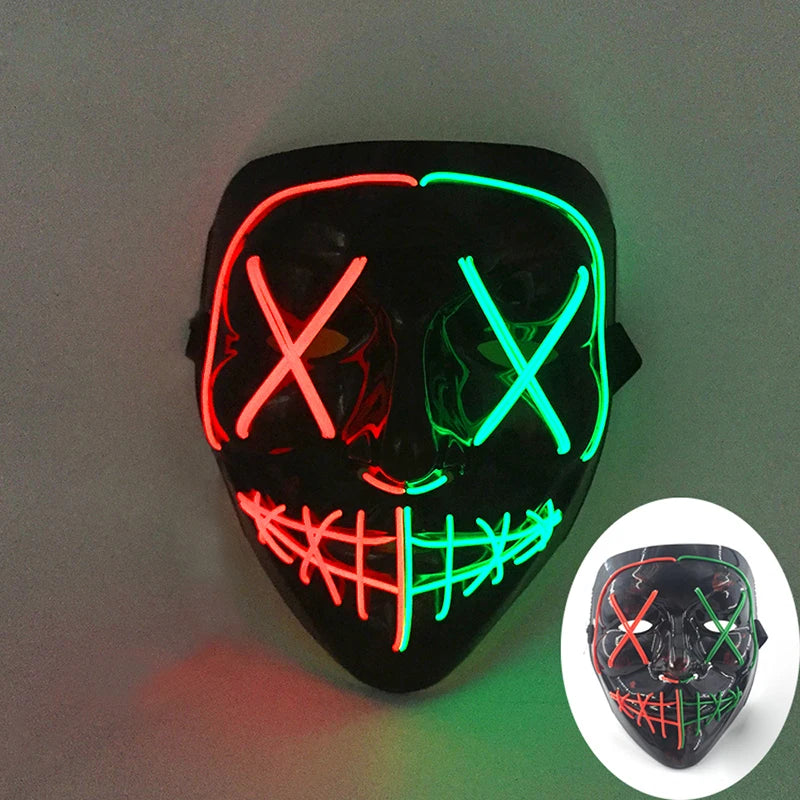Wireless LED Purge Mask with Multiple Lighting Modes for Halloween and Parties - Unisex, Battery Operated, Durable Plastic Material 28