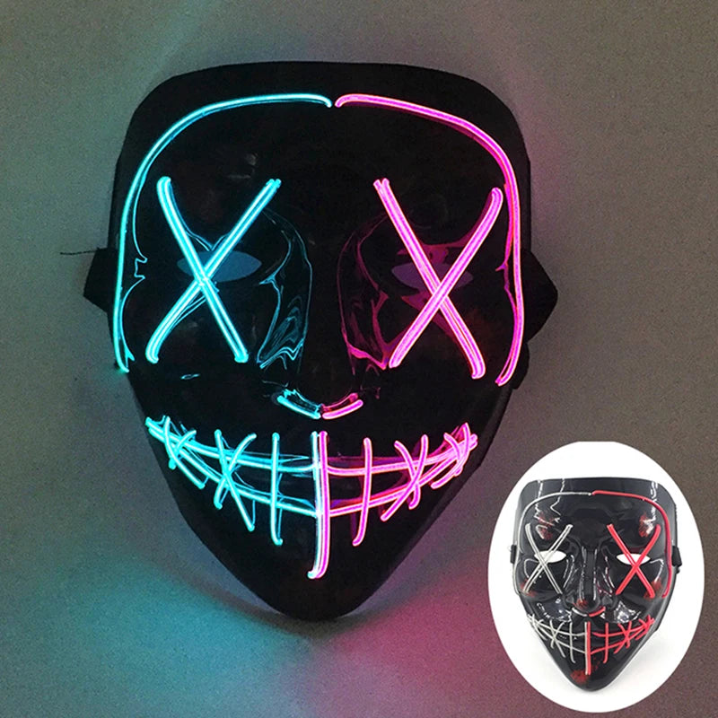 Wireless LED Purge Mask with Multiple Lighting Modes for Halloween and Parties - Unisex, Battery Operated, Durable Plastic Material 32