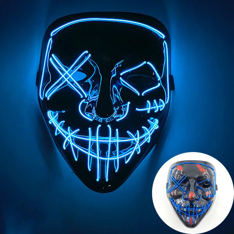 Wireless LED Purge Mask with Multiple Lighting Modes for Halloween and Parties - Unisex, Battery Operated, Durable Plastic Material 33