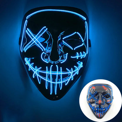 Wireless LED Purge Mask with Multiple Lighting Modes for Halloween and Parties - Unisex, Battery Operated, Durable Plastic Material 33