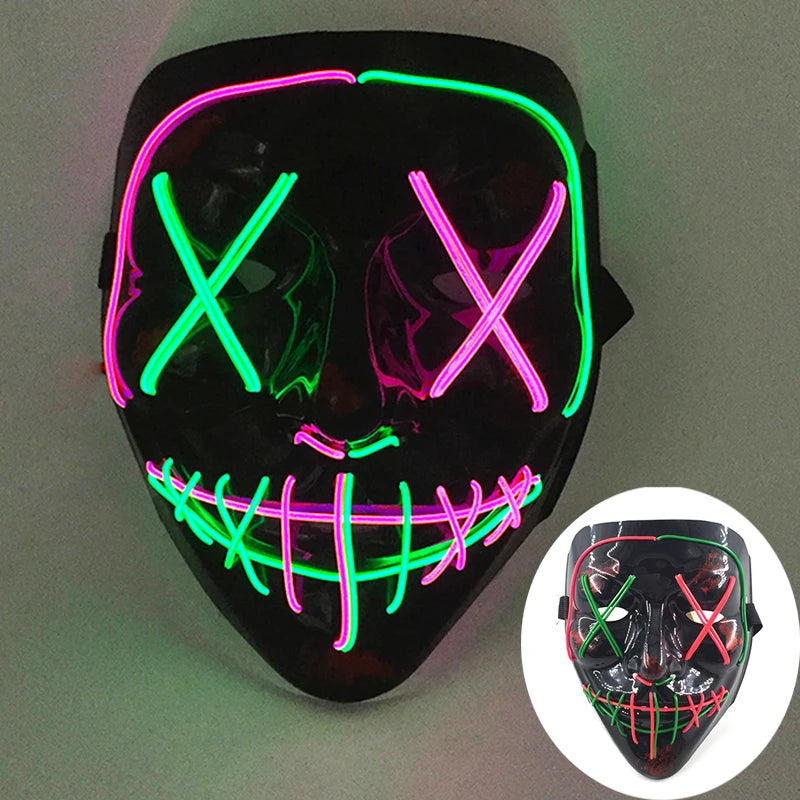 Wireless LED Purge Mask with Multiple Lighting Modes for Halloween and Parties - Unisex, Battery Operated, Durable Plastic Material 34