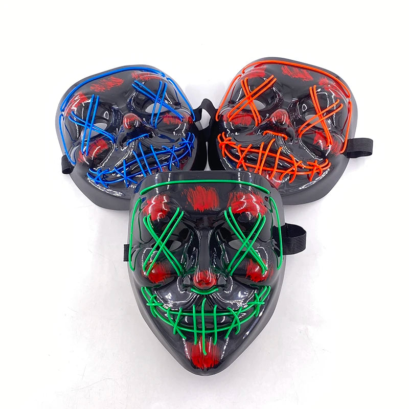 Wireless LED Purge Mask with Multiple Lighting Modes for Halloween and Parties - Unisex, Battery Operated, Durable Plastic Material 5