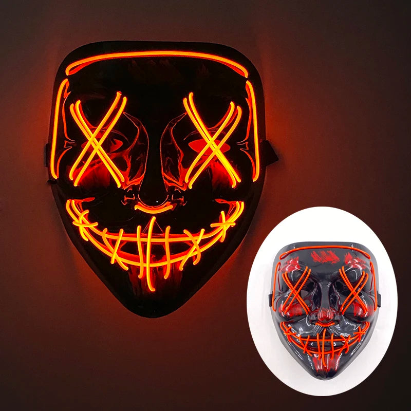 Wireless LED Purge Mask with Multiple Lighting Modes for Halloween and Parties - Unisex, Battery Operated, Durable Plastic Material 6