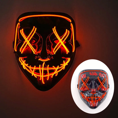 Wireless LED Purge Mask with Multiple Lighting Modes for Halloween and Parties - Unisex, Battery Operated, Durable Plastic Material 6