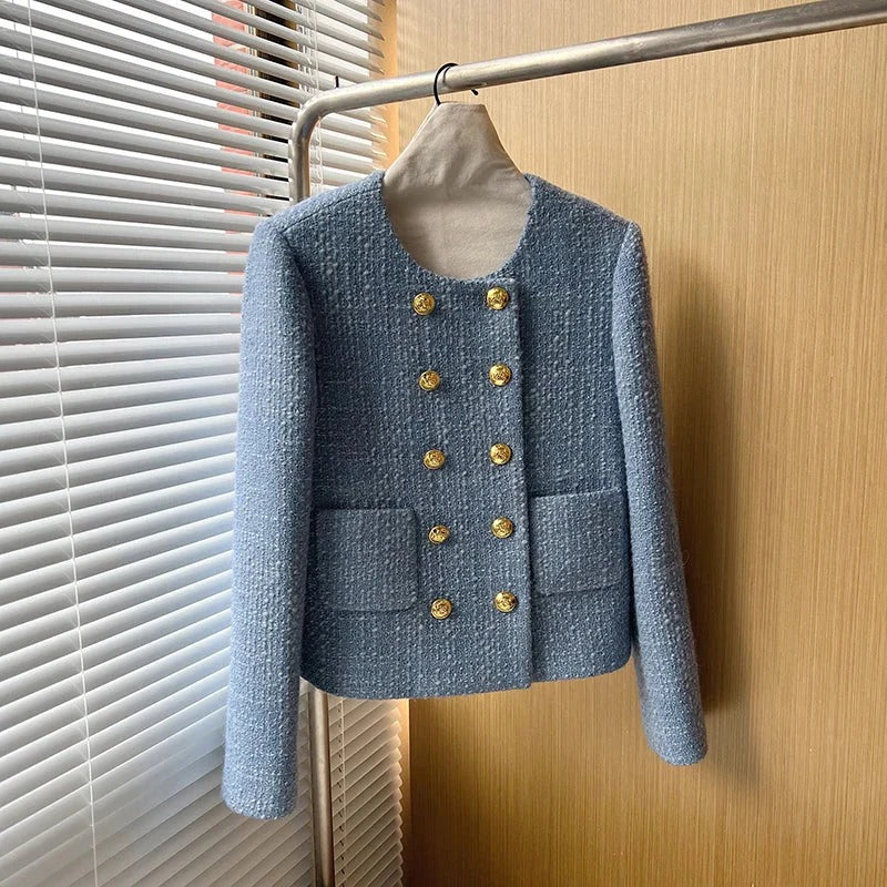 Women's Cropped Black Blazer Jacket – Stylish Tweed Design for Versatile Occasions 3
