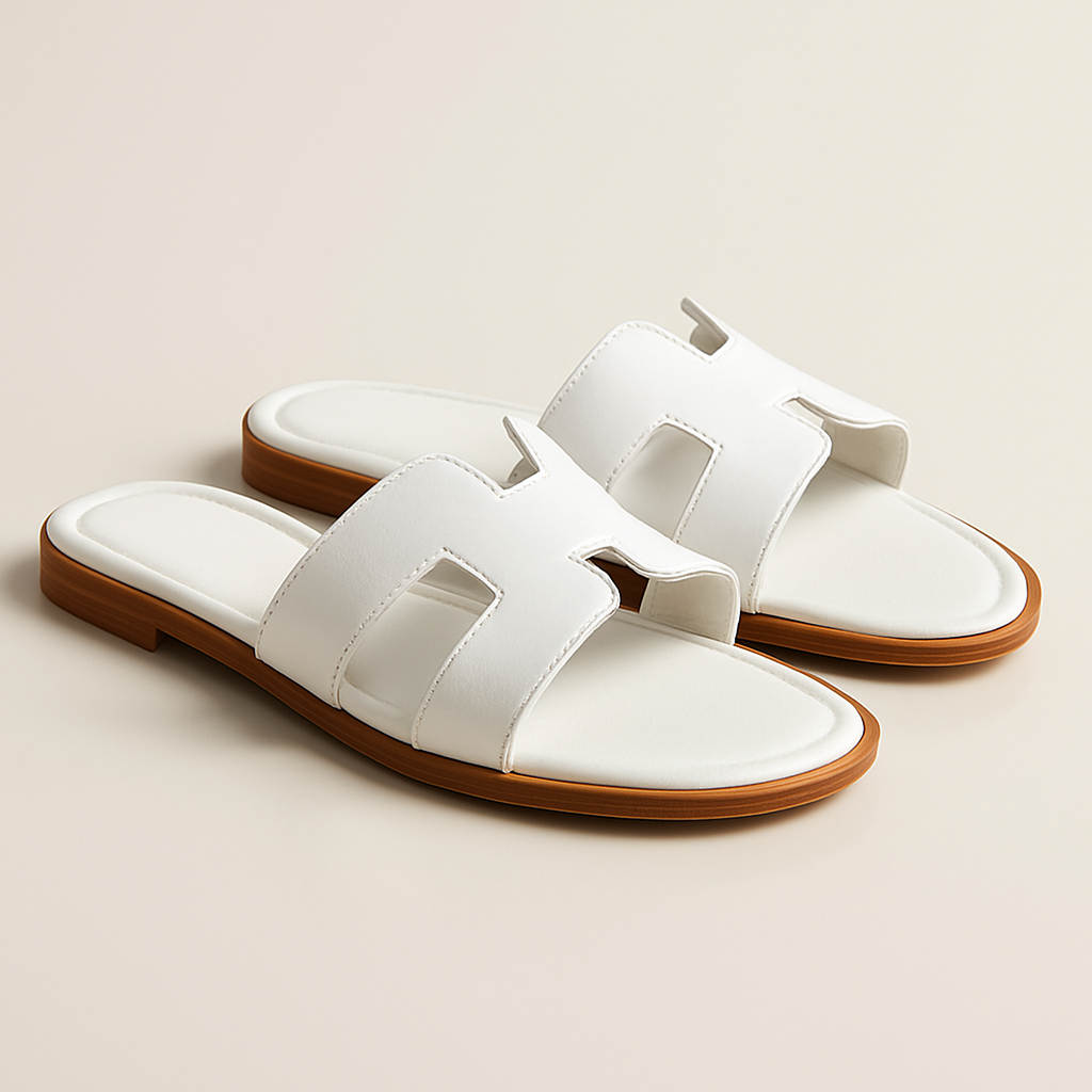 Women's Leather Flat Sandals with Adjustable Cut Out Straps – Comfortable Everyday Footwear for Warm Weather 0