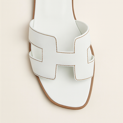 Women's Leather Flat Sandals with Adjustable Cut Out Straps – Comfortable Everyday Footwear for Warm Weather 1