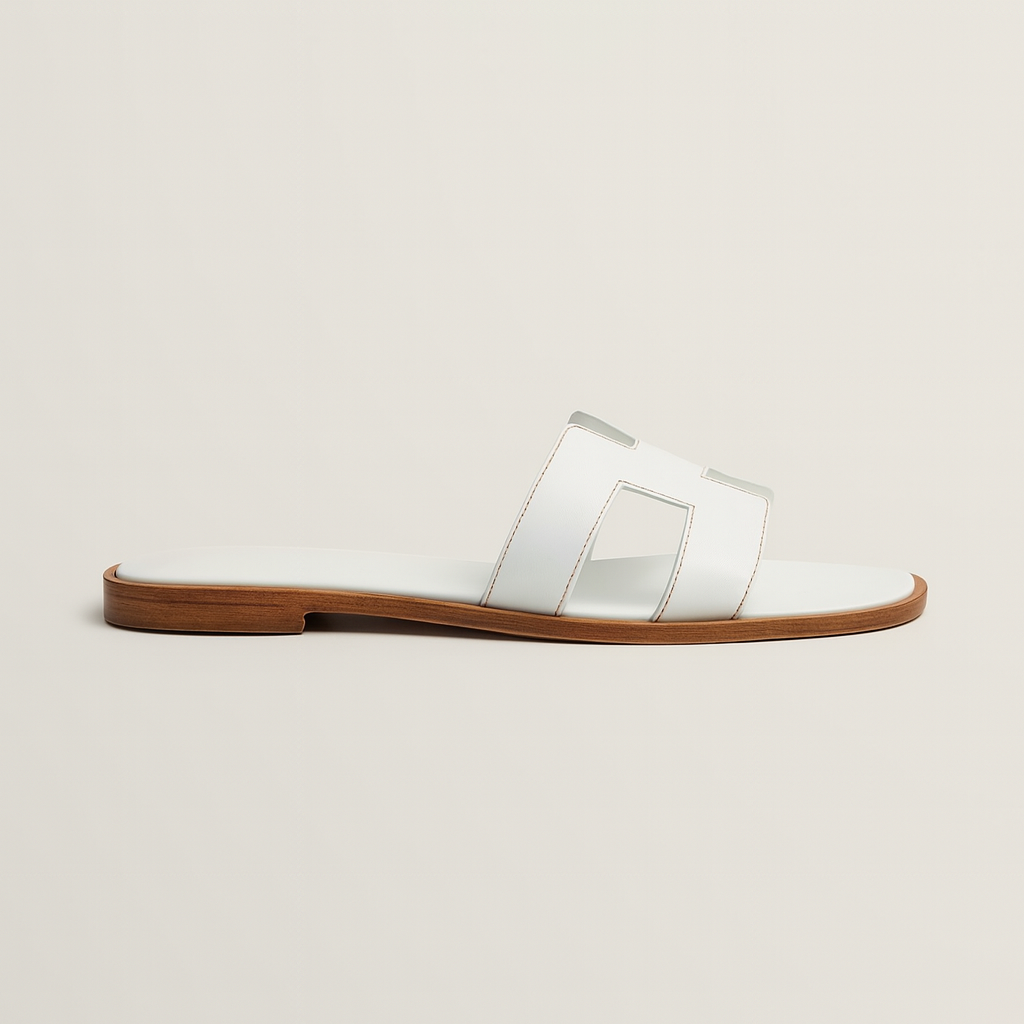 Women's Leather Flat Sandals with Adjustable Cut Out Straps – Comfortable Everyday Footwear for Warm Weather 2
