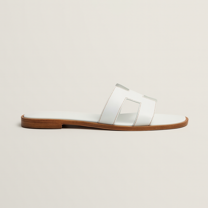 Women's Leather Flat Sandals with Adjustable Cut Out Straps – Comfortable Everyday Footwear for Warm Weather 2