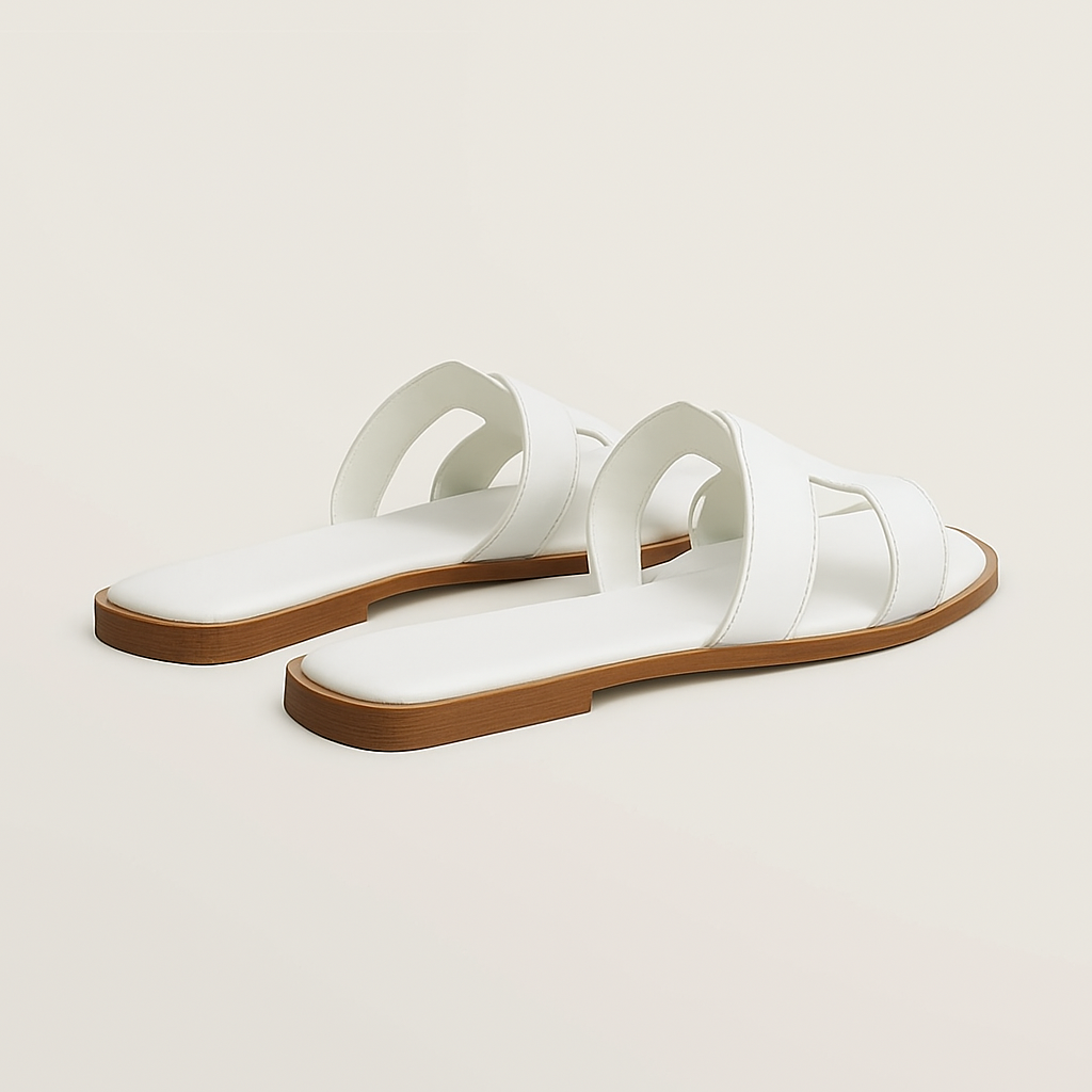 Women's Leather Flat Sandals with Adjustable Cut Out Straps – Comfortable Everyday Footwear for Warm Weather 3