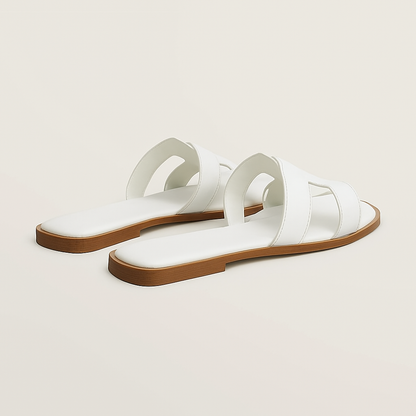 Women's Leather Flat Sandals with Adjustable Cut Out Straps – Comfortable Everyday Footwear for Warm Weather 3
