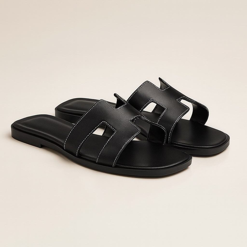 Women's Leather Flat Sandals with Adjustable Cut Out Straps – Comfortable Everyday Footwear for Warm Weather 4