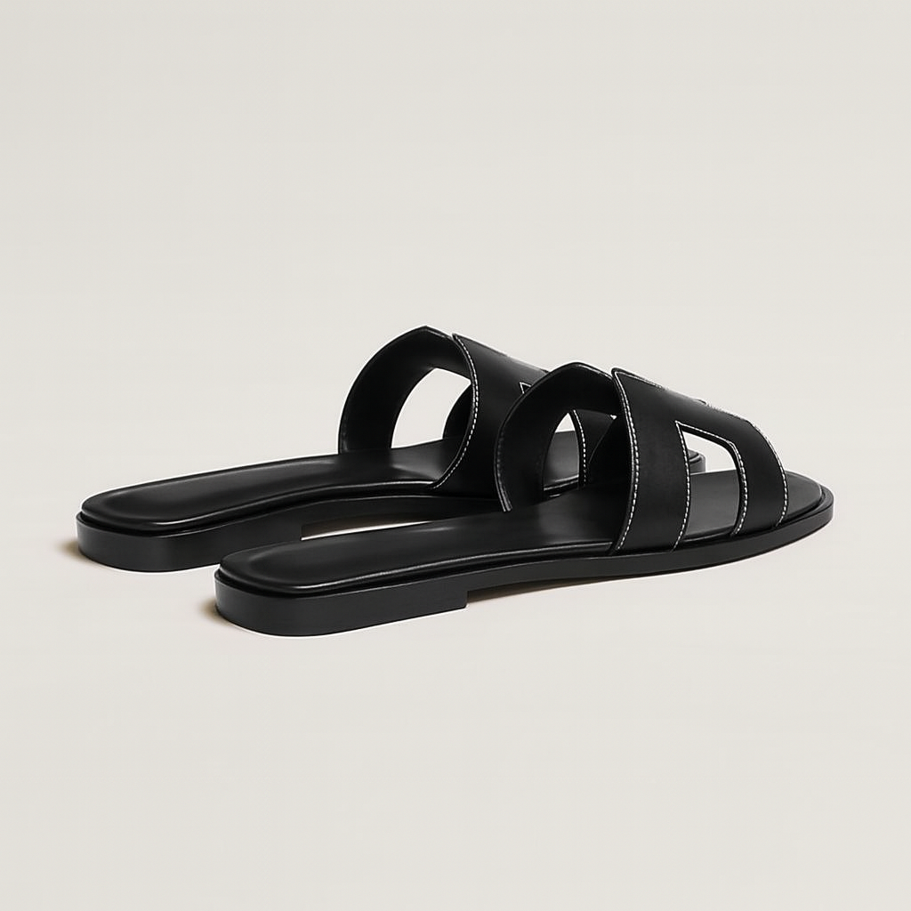 Women's Leather Flat Sandals with Adjustable Cut Out Straps – Comfortable Everyday Footwear for Warm Weather 7