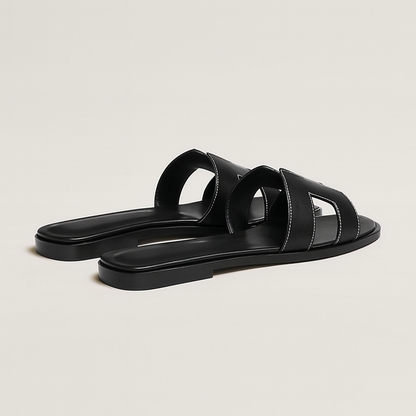 Women's Leather Flat Sandals with Adjustable Cut Out Straps – Comfortable Everyday Footwear for Warm Weather 7