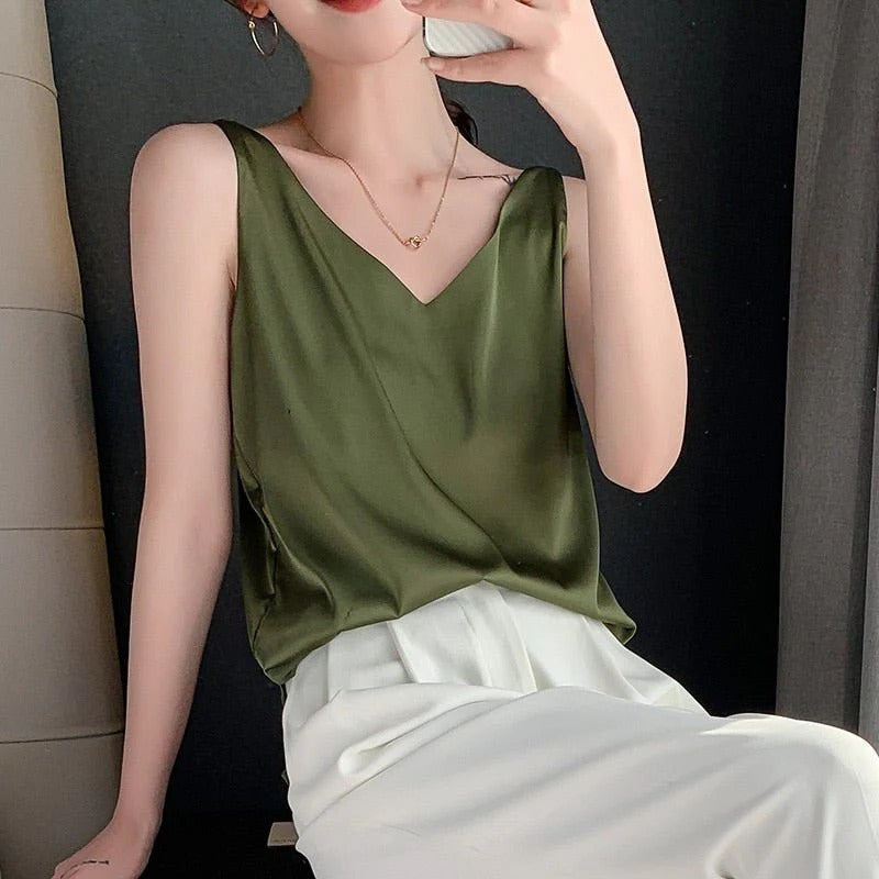 Women's Silky Soft Tank Top - Lightweight Breathable Sleeveless Design in White or Black 5