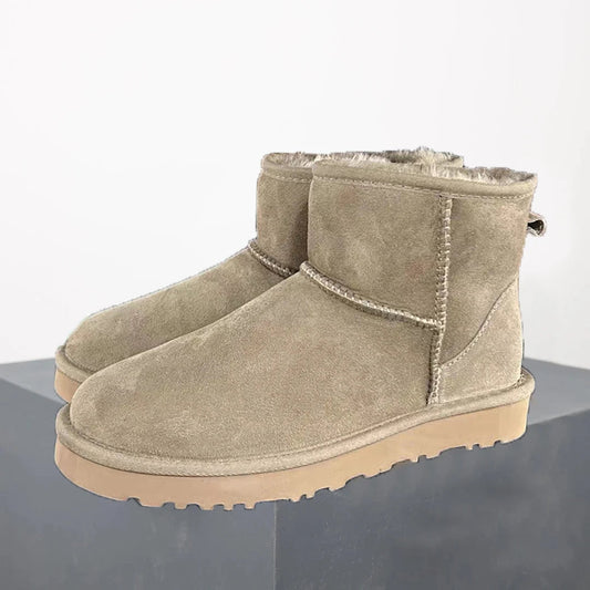 Women's Ultra Mini Platform Boots – Black Leather Ankle Booties with Fur Lining for Winter Comfort 0