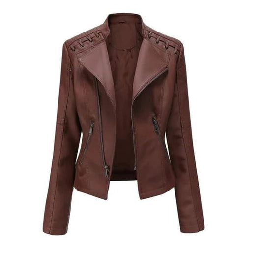 Women's Vintage Lambskin Leather Jacket – Elegant Design for Office and Casual Wear 0