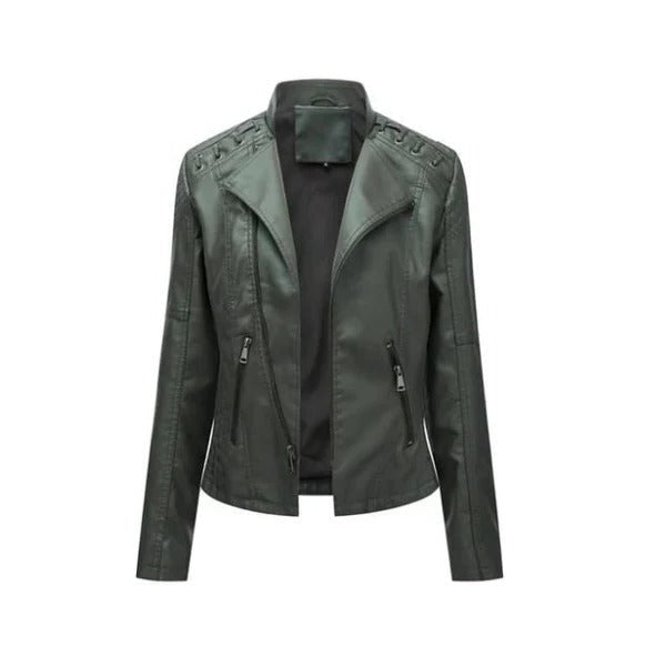 Women's Vintage Lambskin Leather Jacket – Elegant Design for Office and Casual Wear 11