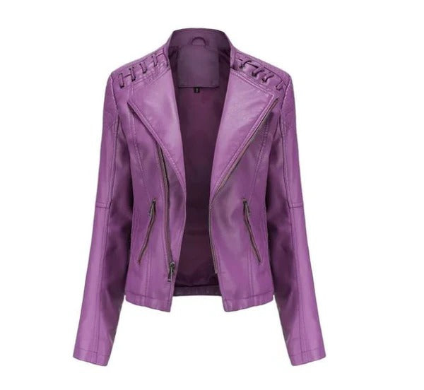 Women's Vintage Lambskin Leather Jacket – Elegant Design for Office and Casual Wear 2