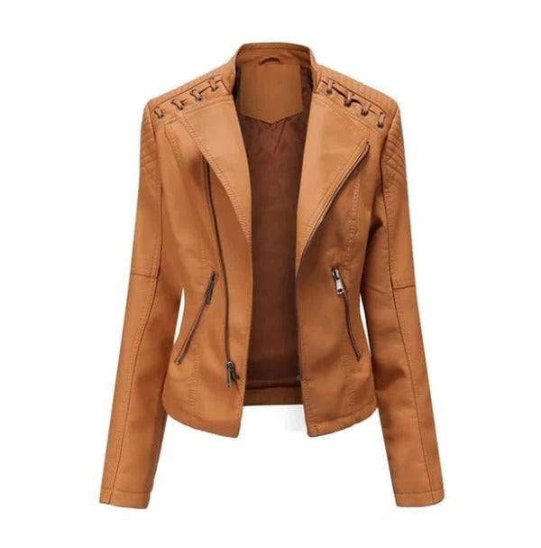 Women's Vintage Lambskin Leather Jacket – Elegant Design for Office and Casual Wear 6