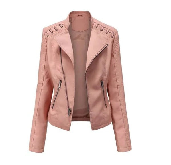 Women's Vintage Lambskin Leather Jacket – Elegant Design for Office and Casual Wear 7