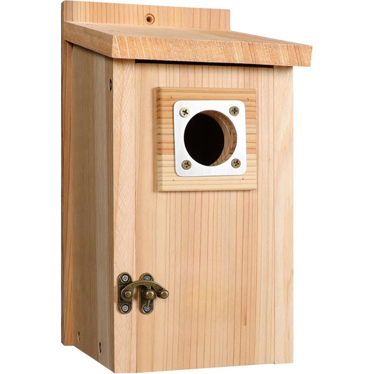 Wooden Cedar Bird House with Copper Predator Guard – Durable Outdoor Nesting Box for Bluebirds and Wrens 1