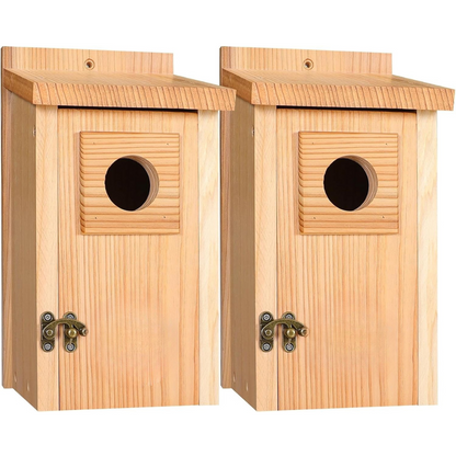 Wooden Cedar Bird House with Copper Predator Guard – Durable Outdoor Nesting Box for Bluebirds and Wrens 5