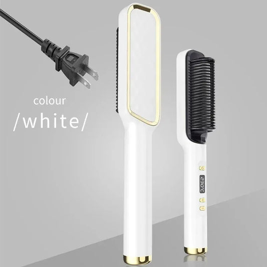Electric Hot Comb Hair Straightening Brush – Anti-Scald, Negative Ion Straightener & Styling Tool