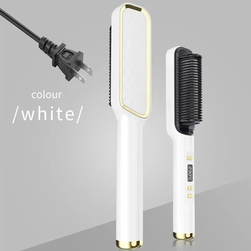 Electric Hot Comb Hair Straightening Brush – Anti-Scald, Negative Ion Straightener & Styling Tool