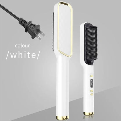 Electric Hot Comb Hair Straightening Brush – Anti-Scald, Negative Ion Straightener & Styling Tool