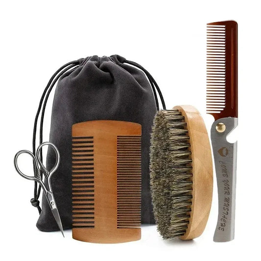 TRUZENIC Men’s Shaving Brush – Portable Boar Bristle Beard Brush for Facial Cleaning and Styling