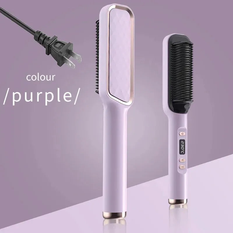 Electric Hot Comb Hair Straightening Brush – Anti-Scald, Negative Ion Straightener & Styling Tool