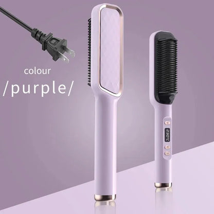 Electric Hot Comb Hair Straightening Brush – Anti-Scald, Negative Ion Straightener & Styling Tool
