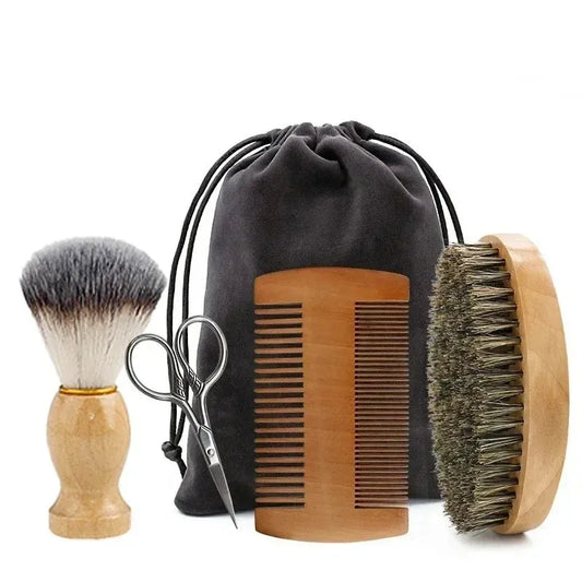 TRUZENIC Men’s Shaving Brush – Portable Boar Bristle Beard Brush for Facial Cleaning and Styling