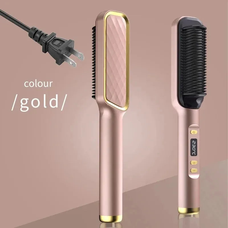 Electric Hot Comb Hair Straightening Brush – Anti-Scald, Negative Ion Straightener & Styling Tool