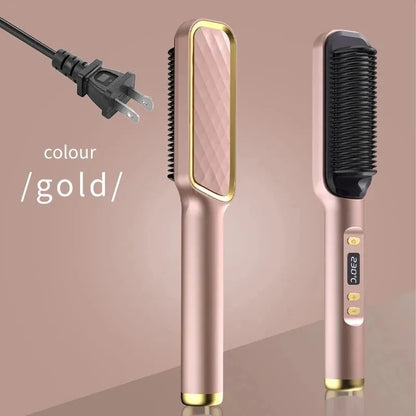 Electric Hot Comb Hair Straightening Brush – Anti-Scald, Negative Ion Straightener & Styling Tool