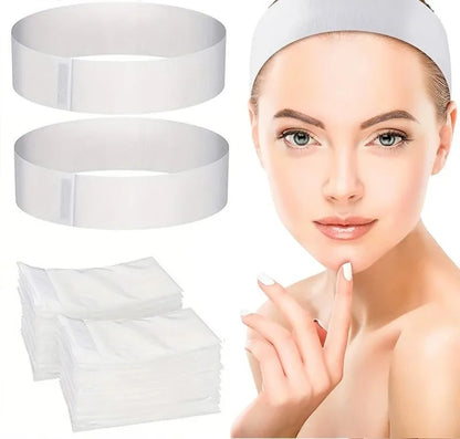 Disposable Facial Headbands – 10/50/100PCS Non-Woven Soft Wraps for Spa, Skincare, and Salon Use-TRUZENIC