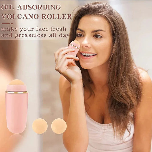 Volcanic Stone Facial Roller – Reusable Oil-Absorbing Tool for Shine Control & On-the-Go Skincare-TRUZENIC