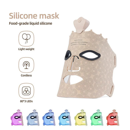 TRUZENIC 7-Color LED Silicone Facial Mask – Wireless Red Light Therapy for Skin Brightening & Care
