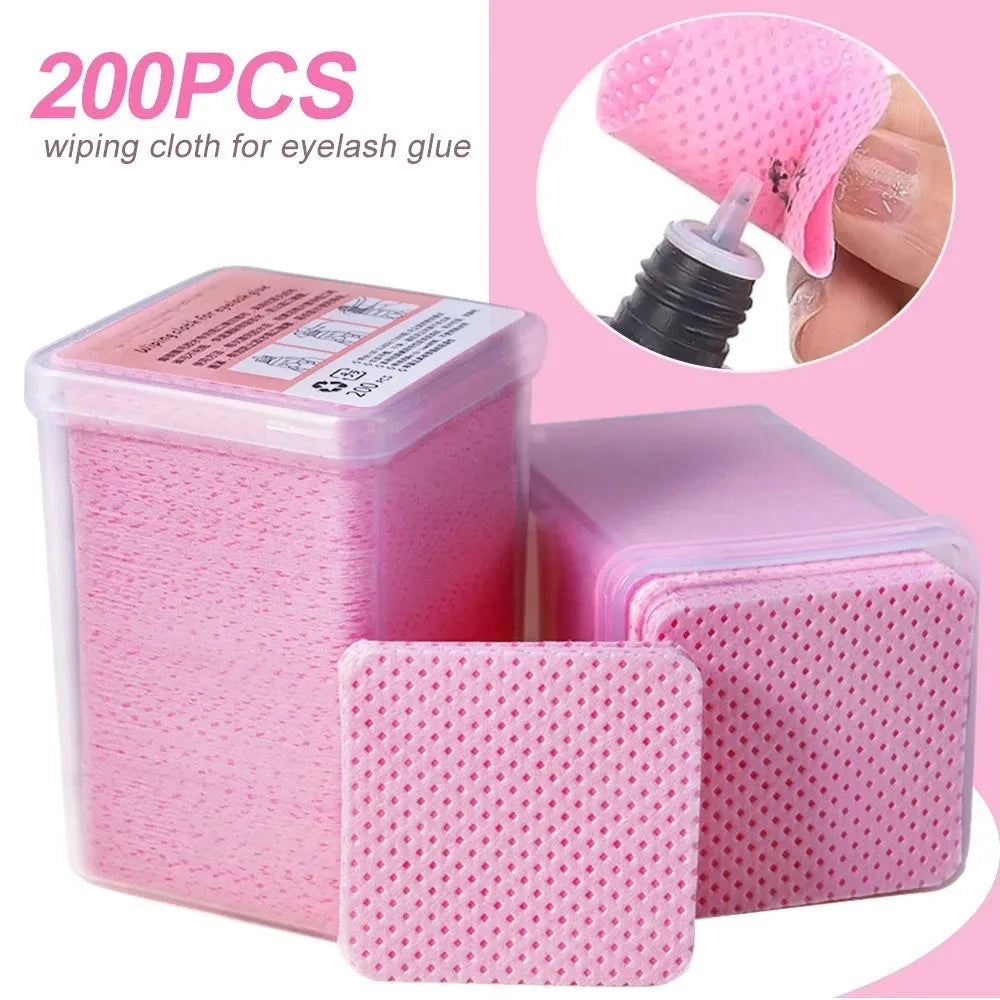 Pink Lint-Free Nail Wipes – 200 Pcs Cotton Pads for UV Gel, Polish Removal & Manicure Cleaning
