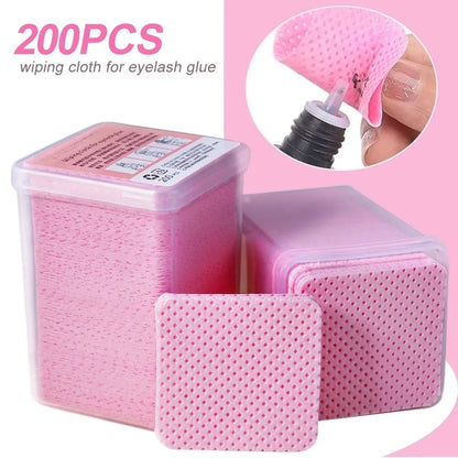 Pink Lint-Free Nail Wipes – 200 Pcs Cotton Pads for UV Gel, Polish Removal & Manicure Cleaning