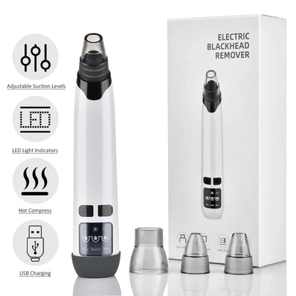 Hot Compress Blackhead Remover – Electric Pore Vacuum Cleaner for Nose & Face, Acne Suction & Deep Cleansing Skincare Device-TRUZENIC