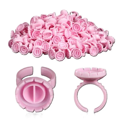 TRUZENIC 100-Piece Eyelash Extension Fan Cup Rings – Holder Containers for Glue & Pigment
