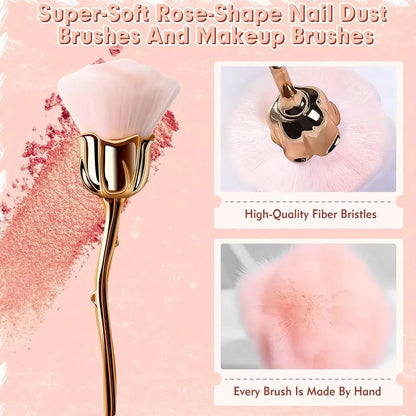 TRUZENIC Rose-Shaped Nail Dust Brush – Ultra-Soft Nylon Manicure Cleaning Tool
