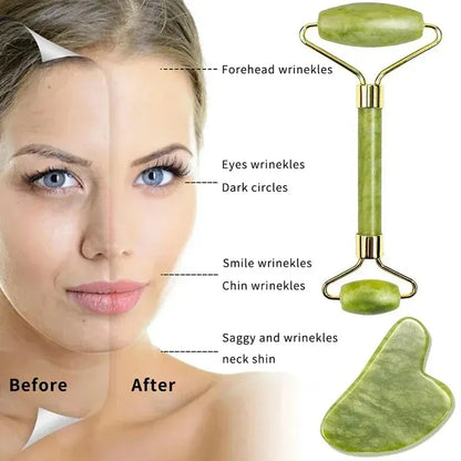 Natural Jade Roller, Double-End Facial Massage Tool for Face, Body, and Foot Care-TRUZENIC