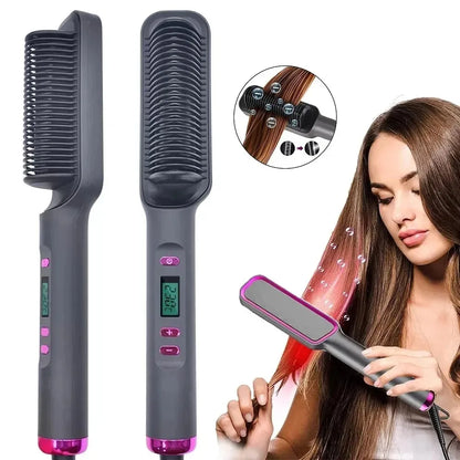 Electric Hot Comb Hair Straightening Brush – Anti-Scald, Negative Ion Straightener & Styling Tool