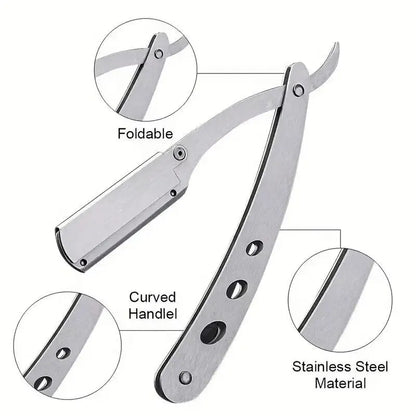 TRUZENIC Professional Straight Edge Razor – Stainless Steel Folding Shaver for Beard and Hair Grooming